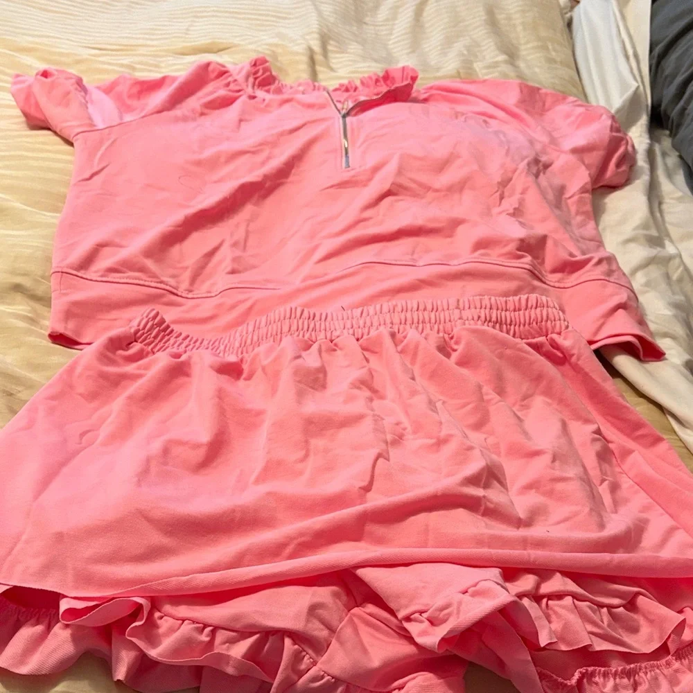 Pink Ruffled Two-Piece Set - Picture 1 of 3